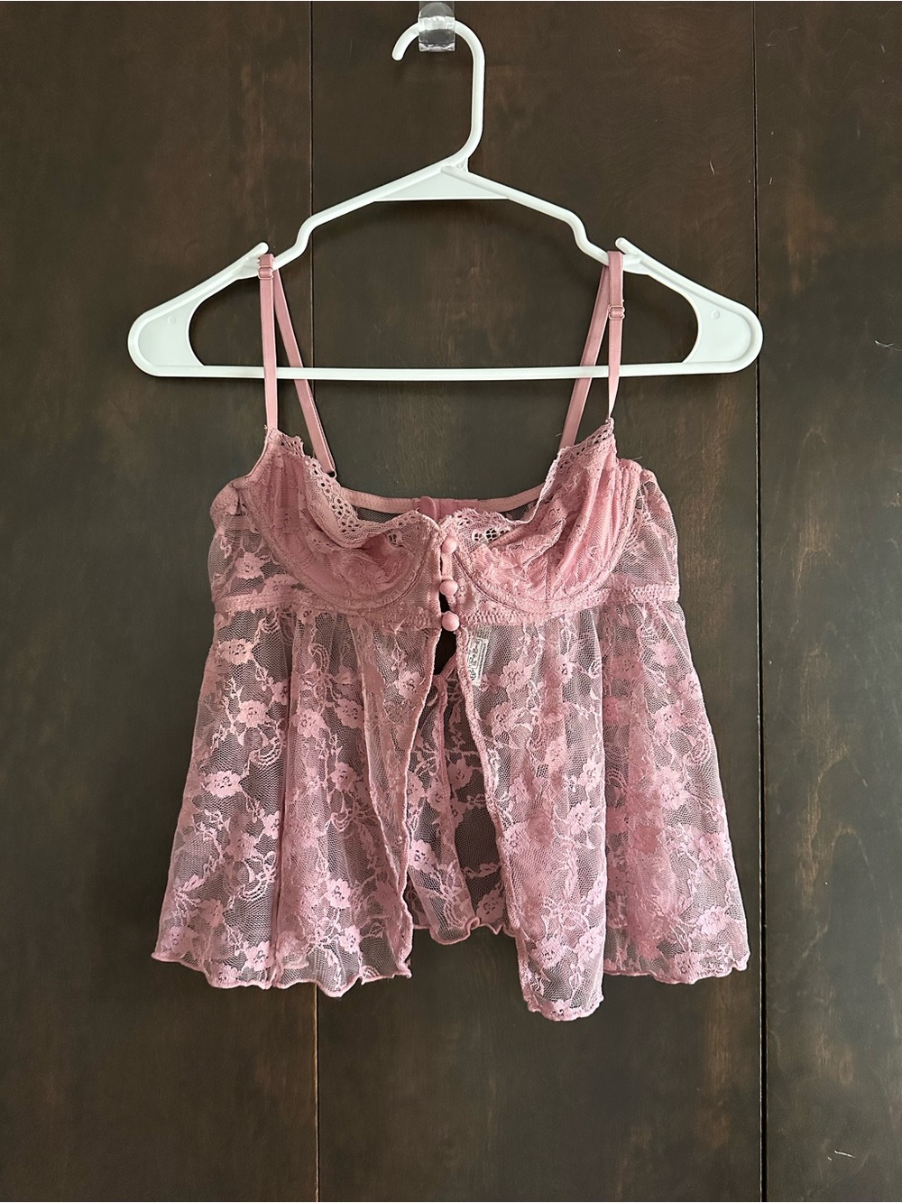 Urban Outfitters Dusty Rose Lace Cropped Babydoll Camisole